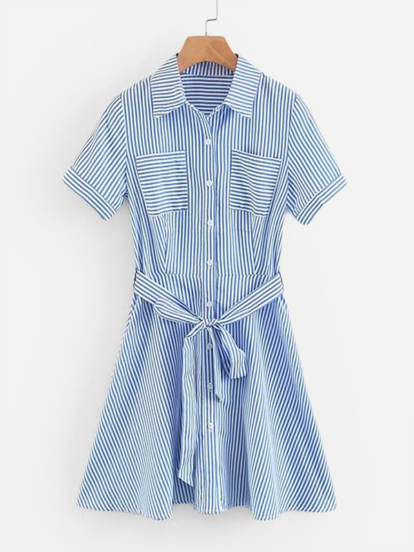 Полосатая рубашка с поясом