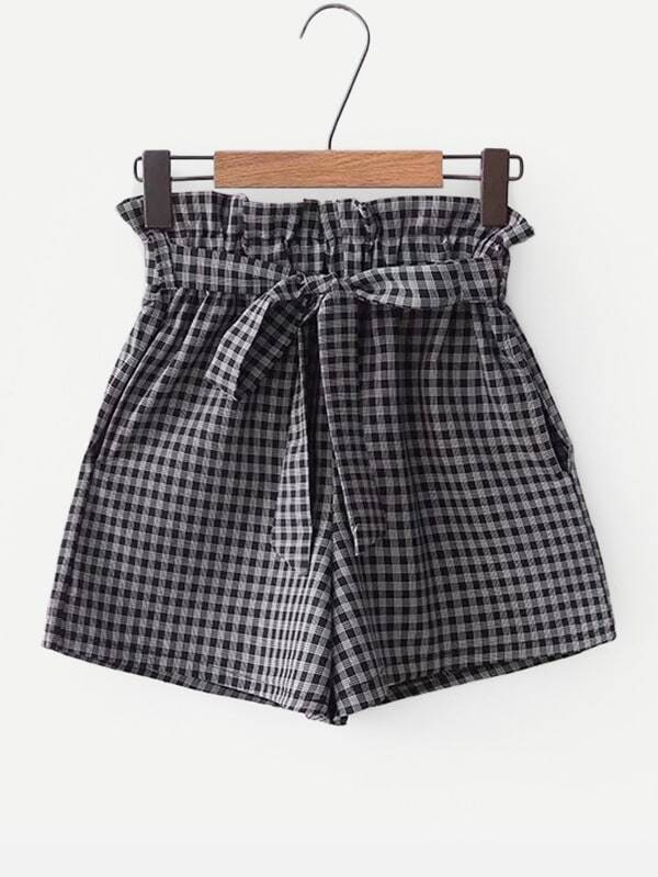 Рубашка Trim Belted Gingham Shorts
