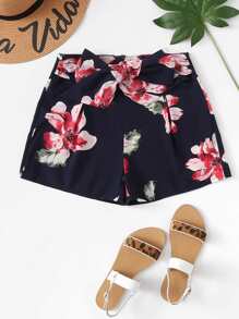 Tie Waist Floral Shorts