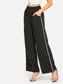 Dot Print Wide Leg Pants
