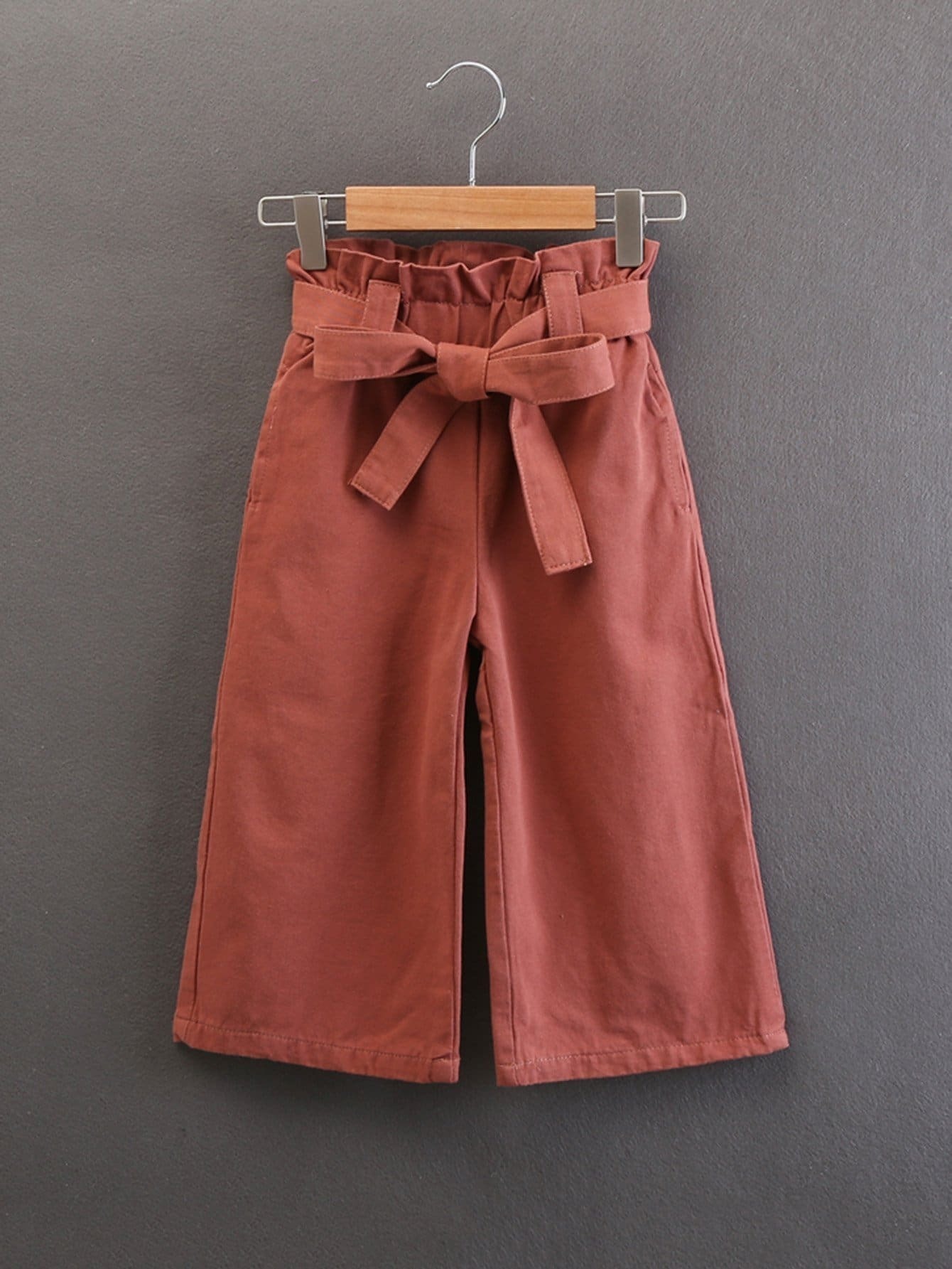 Девушки Frill Trim Belted Широкие штаны для ног