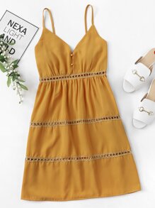 Pearl Detail Cut Out Cami Dress