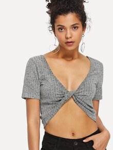 V Neckline Twist Tee