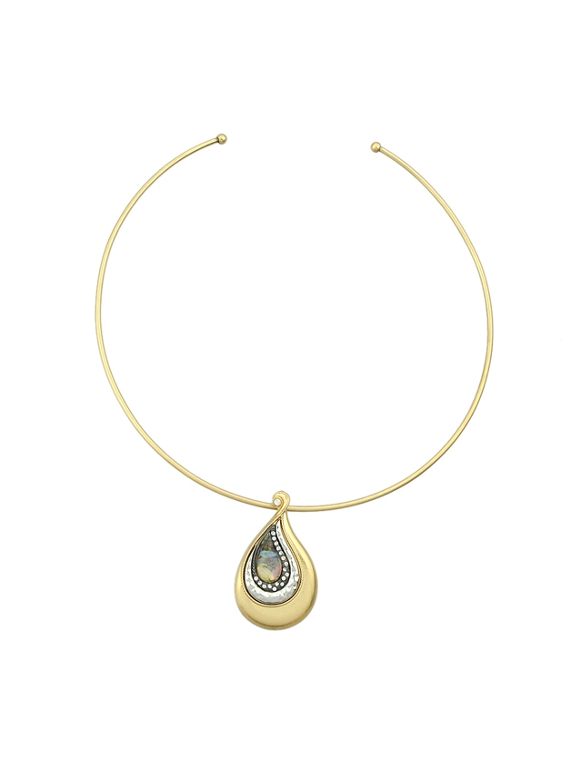 At-Gold Geometric Choker Water Drop Pendant Necklace