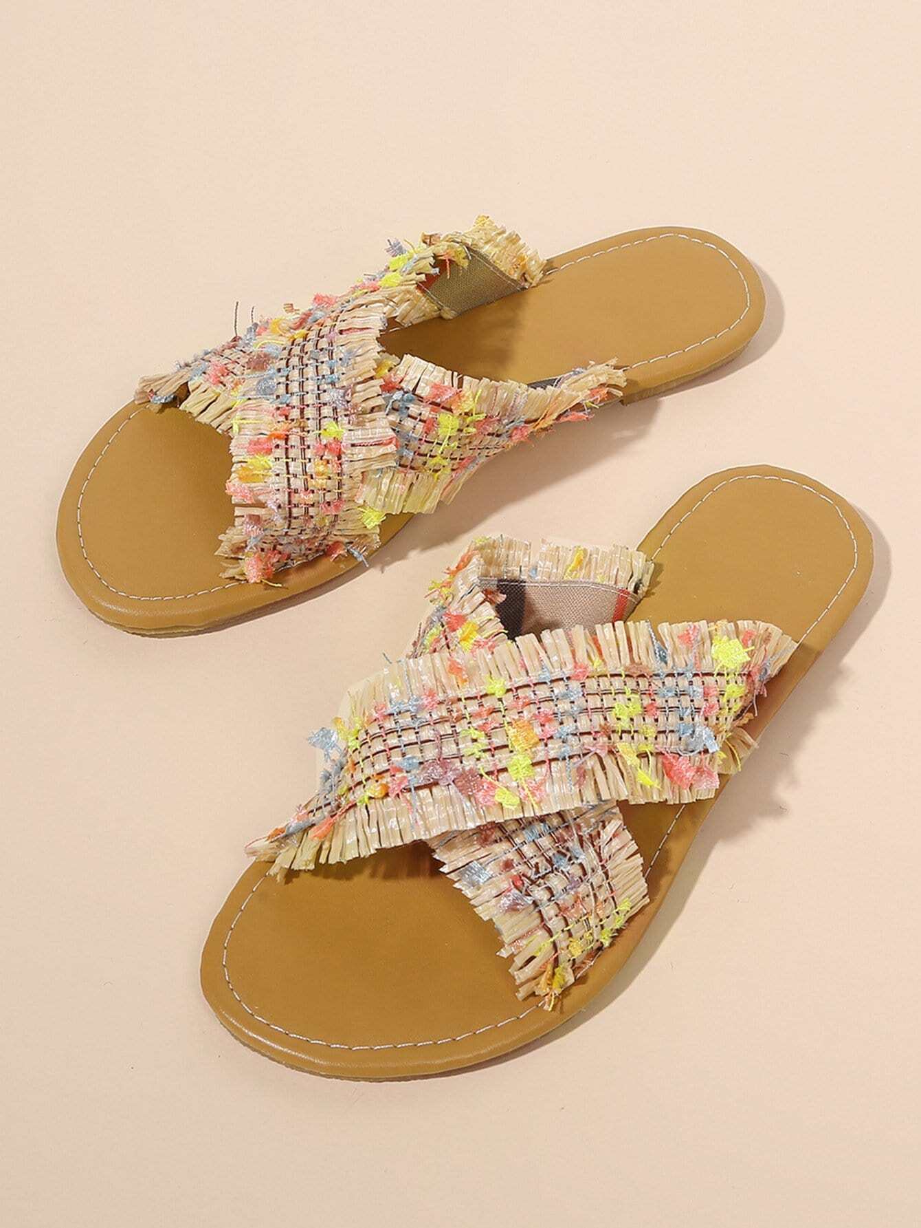 Открытый палец Блок Цветов Тапочки