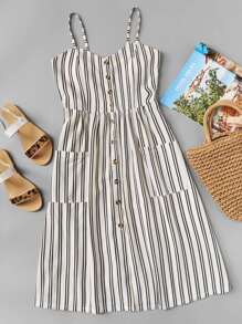 Single Breasted Striped Cami Dress
