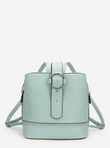 Ring Front PU Backpack With Beads