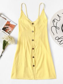 Single Breasted Open Back Cami Dress