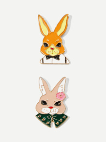 Animal Design Brooch Set 2Pcs