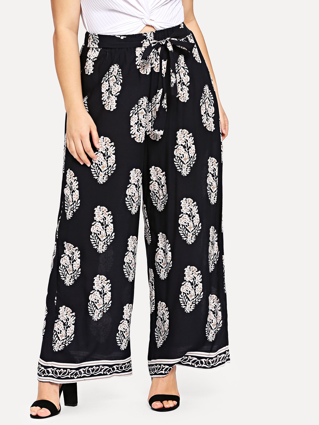 Цветочные печати Широкие штаны для ног
