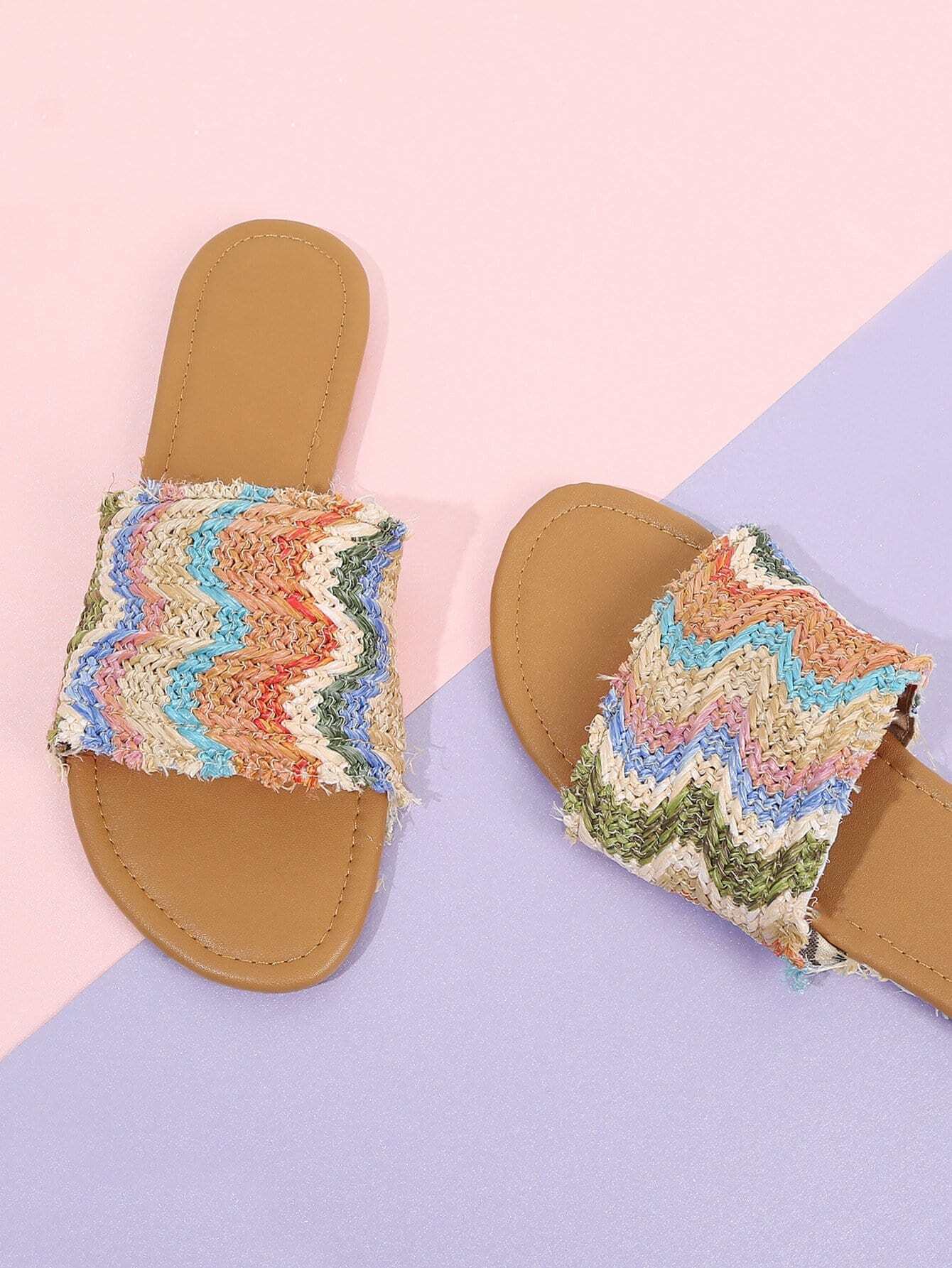 Открытый палец Блок Цветов Тапочки