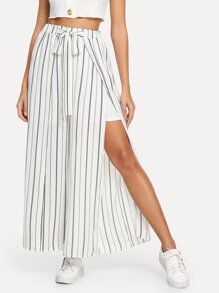 Split Side Bow Tie Wide Leg Pants