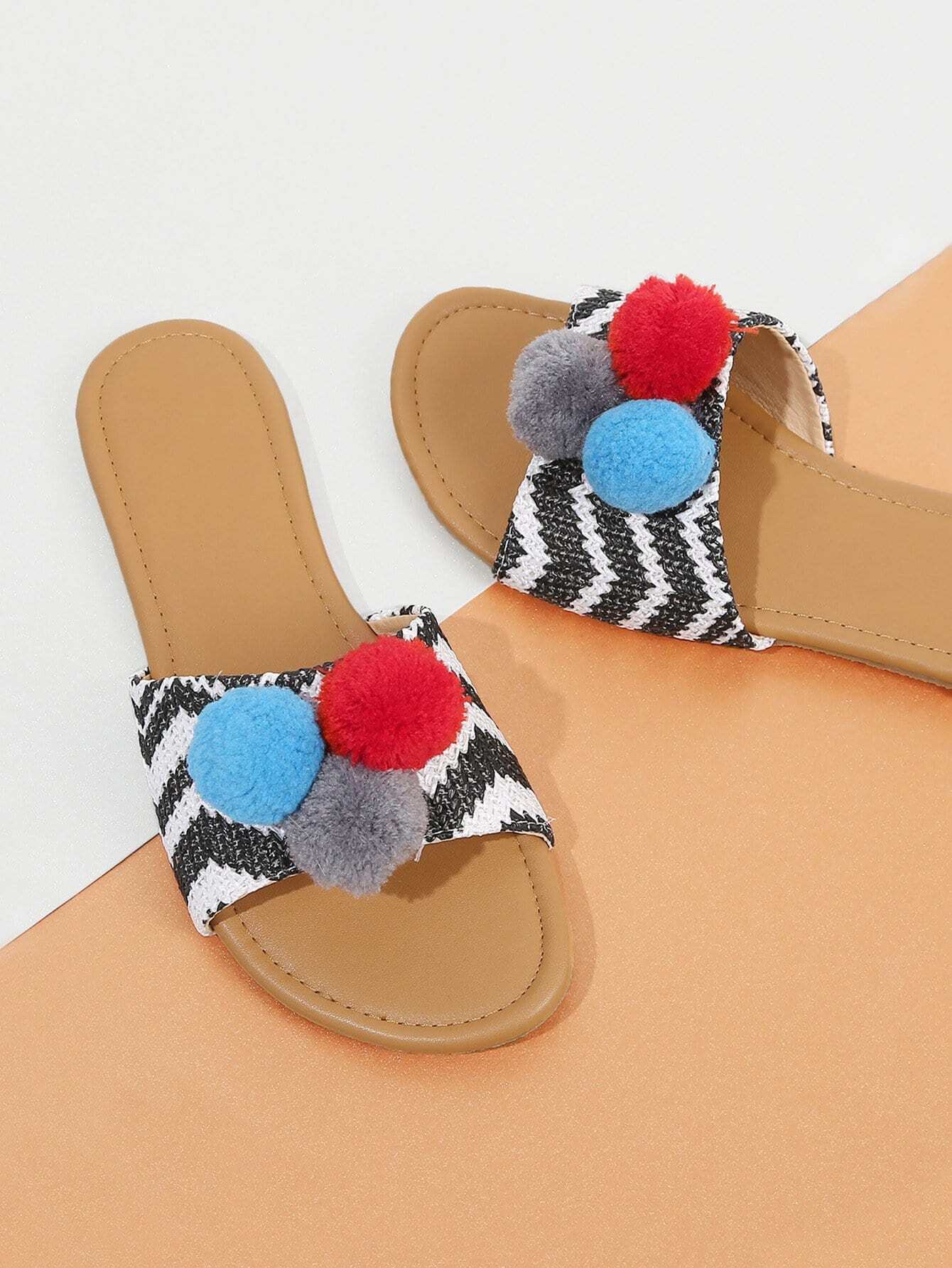 Открытый палец Блок Цветов Тапочки