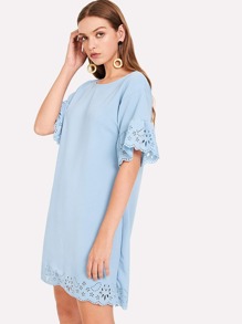 Eyelet Embroidered Plain Dress
