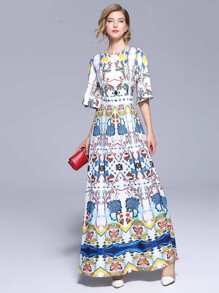 Graphic Print Longline Dress