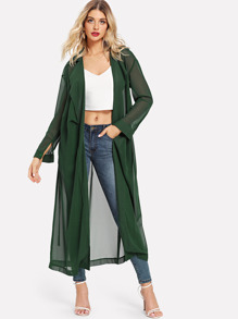 Solid Belt Longline Kimono