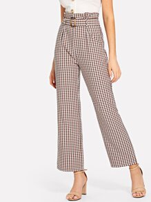 Plaid Wide Leg Pants