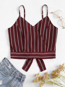 Split Knot Back Striped Cami Top