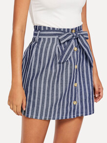 Single Breasted Front Striped Skirt