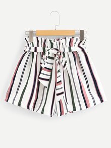 Striped Belted Shorts