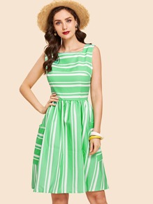 Dual Pocket Stripe Dress