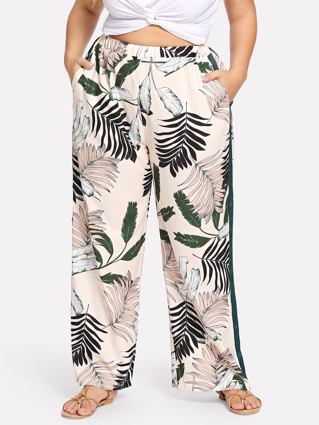 Tropical Print Широкие штаны для ног