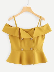 Ruffle Hem Double Breasted Cami Top