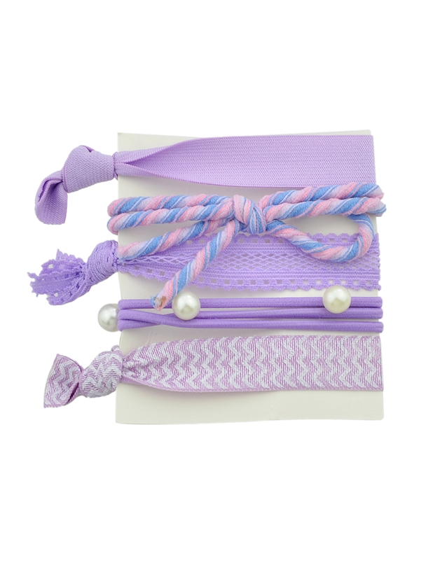 Purple 5 Pcs/Set Multicolors Elastic Rope Hair Scrunchies Bands Accessories