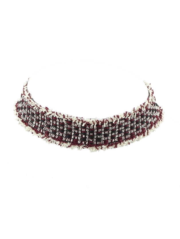 Winered Top Selling Woolen Stripes Wide Choker Necklaces