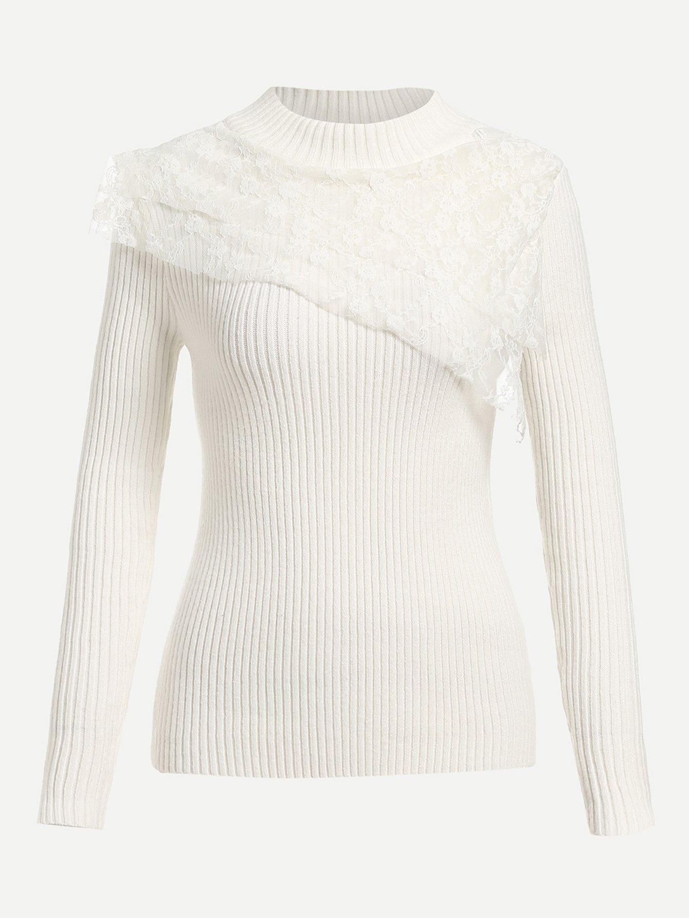 Кружевная аппликация Slim Fitted Ribbed Jumper