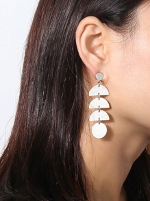 Layered Half Disc Drop Earrings