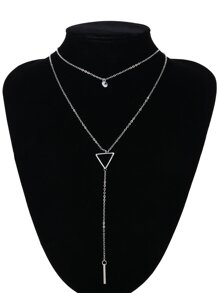 Triangle & Bar Layered Chain Necklace