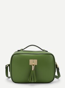 Piping Detail Crossbody Bag With Tassel