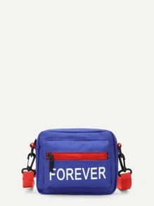 Zipper Front Canvas Crossbody Bag