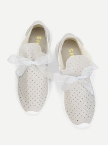 Lace Bow Design PU Sneakers