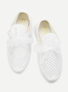 Lace Bow Design PU Sneakers