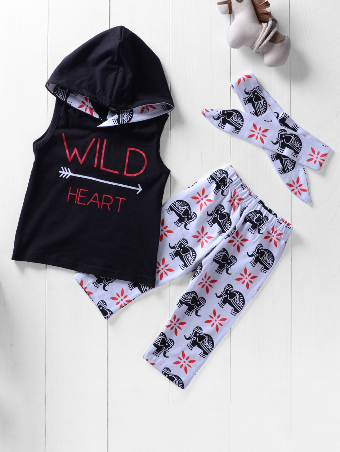 Girls Letter Print Hooded Pullover With Pants