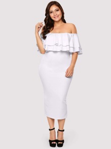 Plus Off Shoulder Tiered Dress