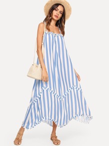 Frill Trim Striped Cami Dress