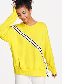 Cut Out Shoulder Split Side Sweatshirt