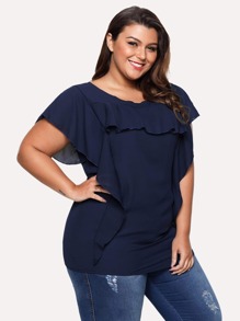 Plus Tiered Ruffle Trim Tee