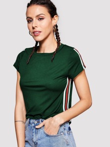 Striped Tape Side Crop Top
