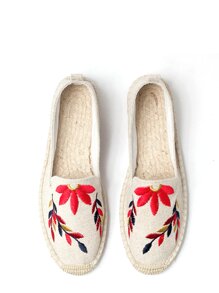 Maple Leaves Embroidery Espadrille Flats