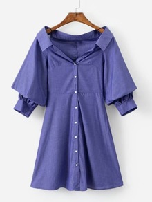 Solid Button Through Shirt Dress