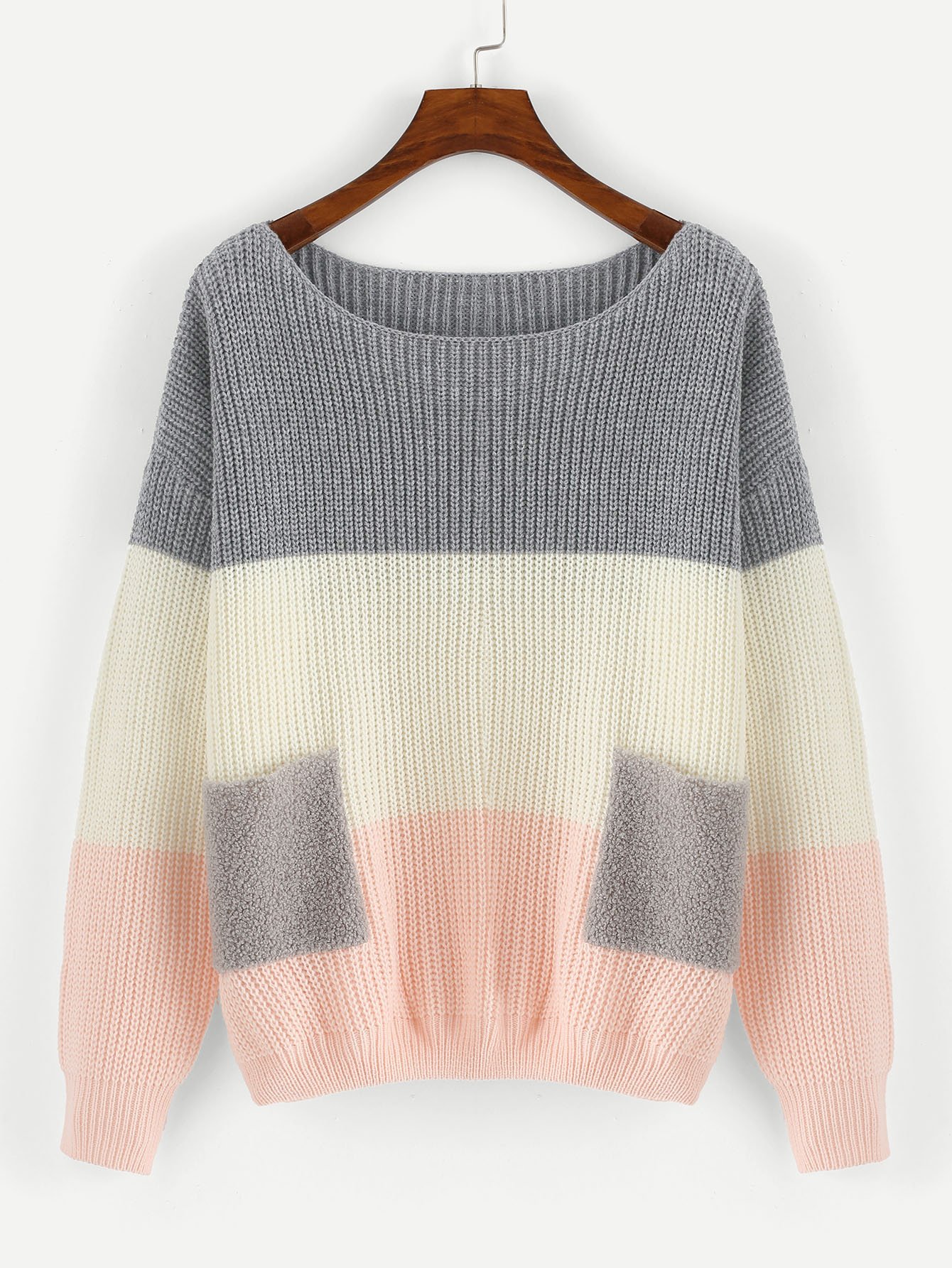 Флис карманный передний цветной свитер