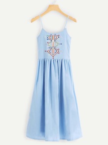 Geo Embroidered Cami Dress