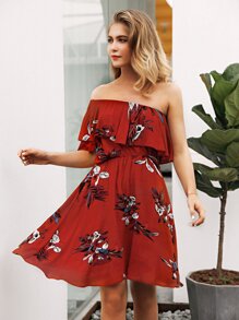 Asymmetrical Neck Tiered Dress