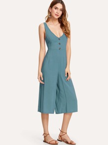 Tie Back Button Detail Jumpsuit