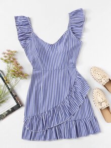 Striped Ruffle Trim Dress