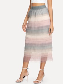 Tiered Layer Mesh Skirt